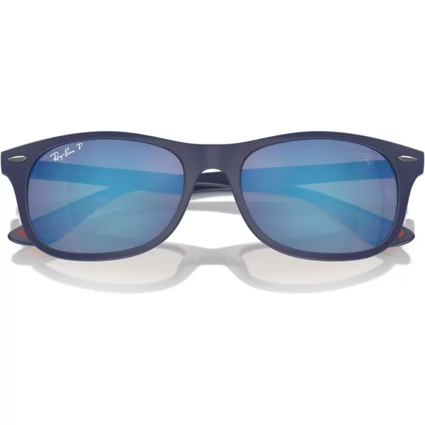 imageRayBan Unisex Sunglasses Black Frame Dark Green Lenses 55MMMatte BlueGrey Mirrored Blue Polarized