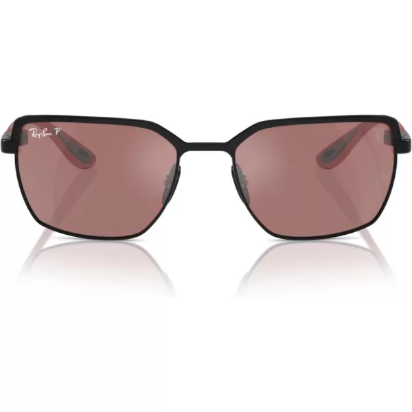 imageRayBan Rb3743m Chromance Scuderia Ferrari Collection Square SunglassesBlack on BlackPurple Mirrored Silver Polarized