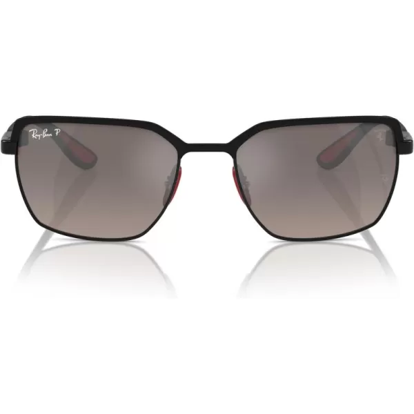 imageRayBan Rb3743m Chromance Scuderia Ferrari Collection Square SunglassesMatte Black on BlackGrey Mirrored Grey Gradient Polarized