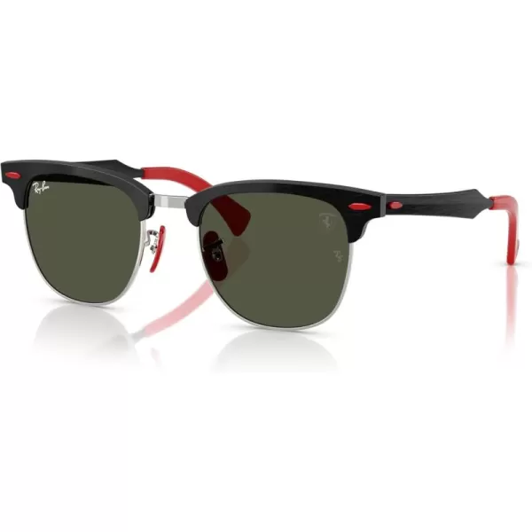 imageRayBan Rb3807m Scuderia Ferrari Collection Square SunglassesBrushed Black on SilverGreen