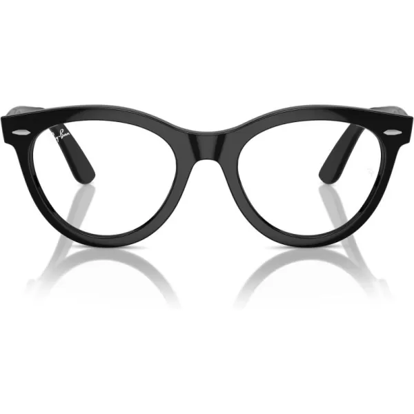 imageRayBan Rx2241vf Wayfarer Way Low Bridge Fit Round Prescription Eyewear FramesBlackDemo Lens