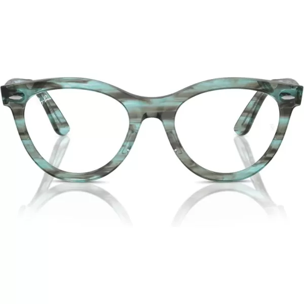 imageRayBan Rx2241vf Wayfarer Way Low Bridge Fit Round Prescription Eyewear FramesStriped Transparent GreenDemo Lens