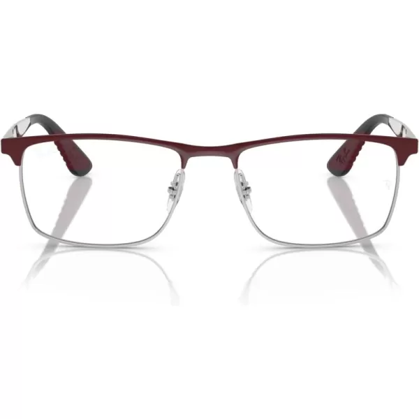 imageRayBan Rx6516m Scuderia Ferrari Collection Rectangular Prescription Eyewear FramesDark Red on SilverDemo Lens