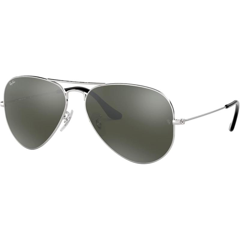 imageRayBan RB3044 Aviator Small Metal SunglassesSilverCrystal Grey Mirrored
