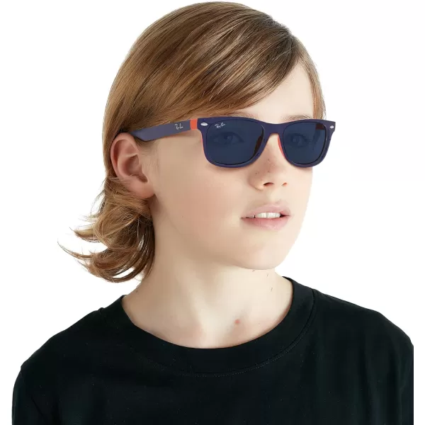 imageRayBan Kids RJ9052S New Wayfarer Square SunglassesBlue on OrangeBlue