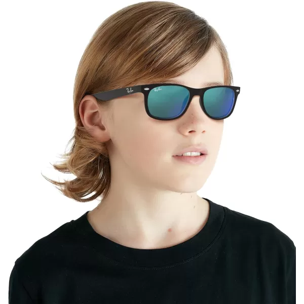 imageRayBan Kids RJ9052S New Wayfarer Square SunglassesMatte BlackBlue Flash