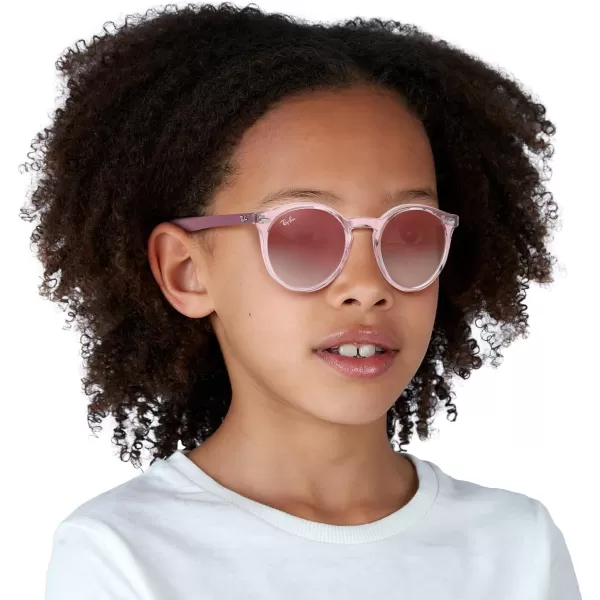 imageRayBan Kids RJ9064S Round SunglassesTransparent PinkClear Gradient Red Mirrored Red