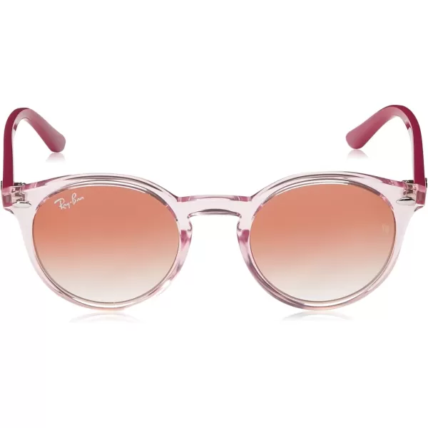 imageRayBan Kids RJ9064S Round SunglassesTransparent PinkClear Gradient Red Mirrored Red