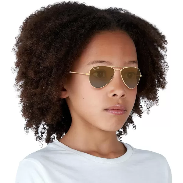 imageRayBan Kids RJ9506S Metal Aviator SunglassesGoldBrown Gradient Polarized