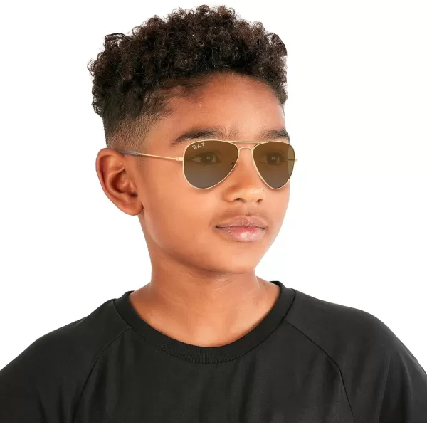 imageRayBan Kids RJ9506S Metal Aviator SunglassesGoldBrown Gradient Polarized