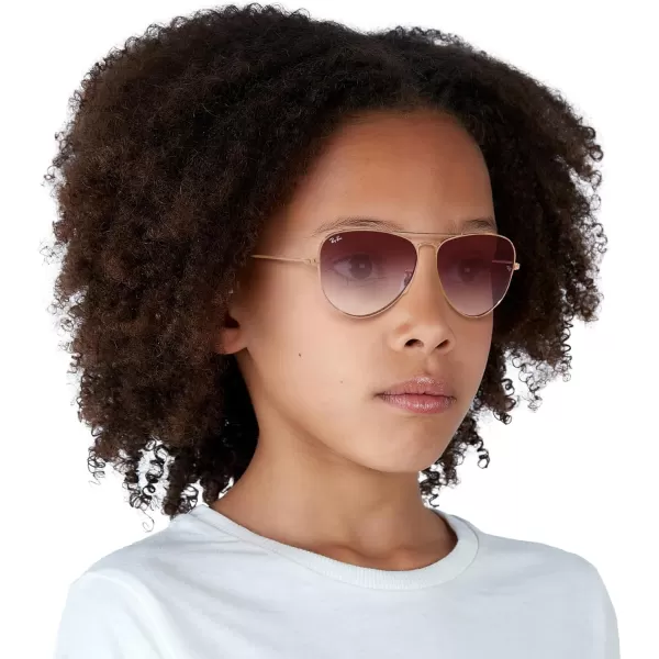 imageRayBan Kids RJ9506S Metal Aviator SunglassesRose GoldClear Dark Violet Gradient