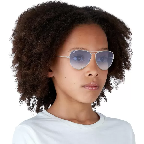 imageRayBan Kids RJ9506S Metal Aviator SunglassesSilverClear Gradient Light Blue