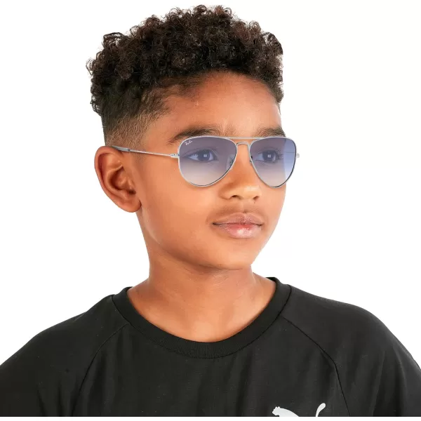 imageRayBan Kids RJ9506S Metal Aviator SunglassesSilverClear Gradient Light Blue