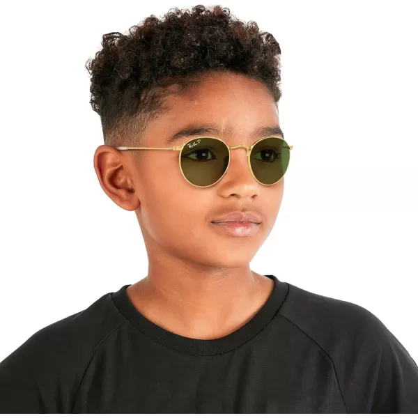 imageRayBan Kids RJ9547S Metal Round SunglassesLegend GoldGreen Polarized
