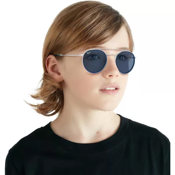 imageRayBan Kids RJ9647S Metal Round SunglassesBlue on SilverDark Blue