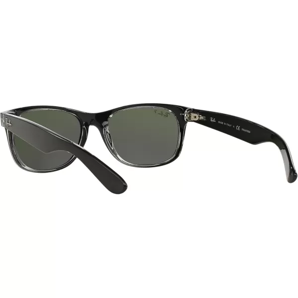 imageRayBan RB2132 New Wayfarer Square SunglassesBlack on TransparentPolarized Green