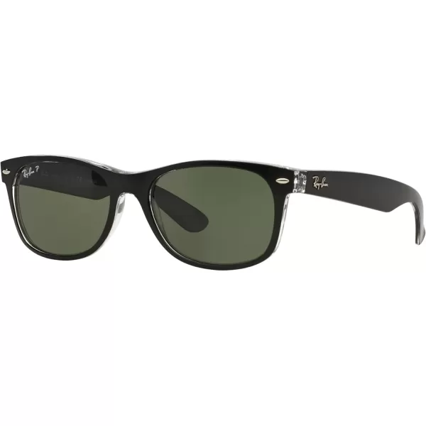 imageRayBan RB2132 New Wayfarer Square SunglassesBlack on TransparentPolarized Green