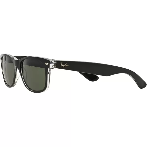 imageRayBan RB2132 New Wayfarer Square SunglassesBlack on TransparentPolarized Green