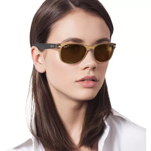imageRayBan RB2132 New Wayfarer Square SunglassesGold FrameBrown B15XLT Lens