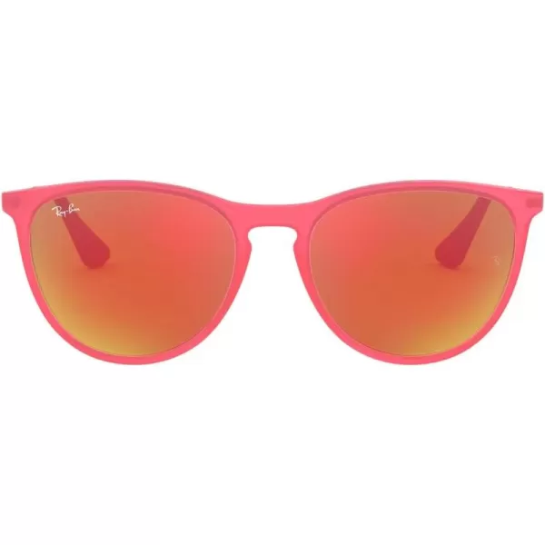 imageRayBan Kids RJ9060SF Erika Low Bridge Fit Round SunglassesFuchsia Fluorescent Transparent RubberBrown Mirrored Orange