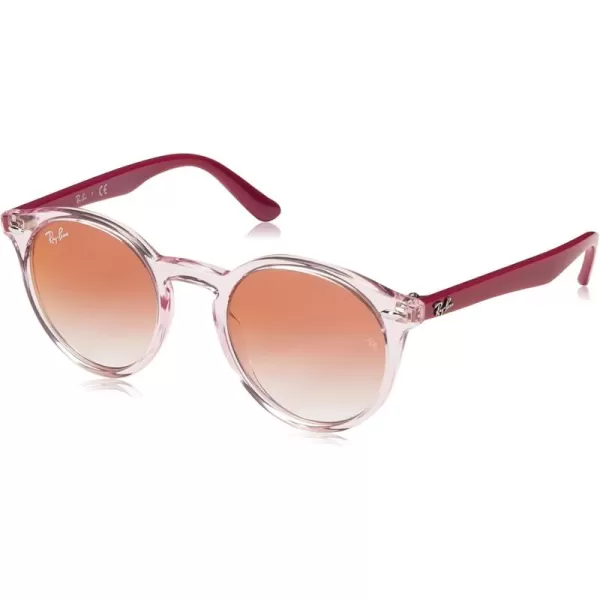 imageRayBan Kids RJ9064S Round SunglassesTransparent PinkClear Gradient Red Mirrored Red