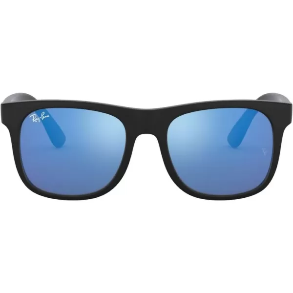 imageRayBan Kids RJ9069S Justin Square SunglassesRubber BlackBlue Mirror Blue