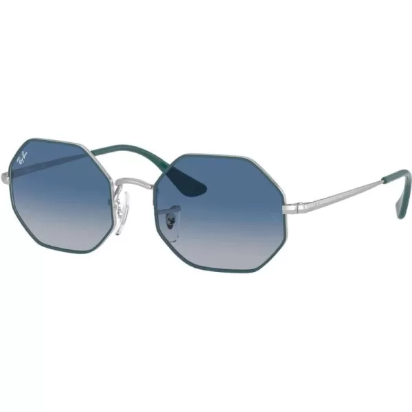 imageRayBan Kids Rj9549s Rectangular SunglassesTurquoise on SilverLight Grey Gradient Dark Blue