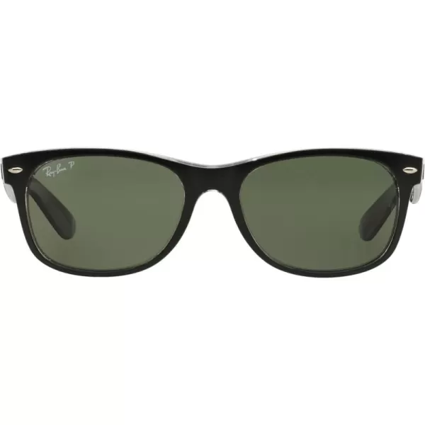 imageRayBan RB2132 New Wayfarer Square SunglassesBlack on TransparentPolarized Green