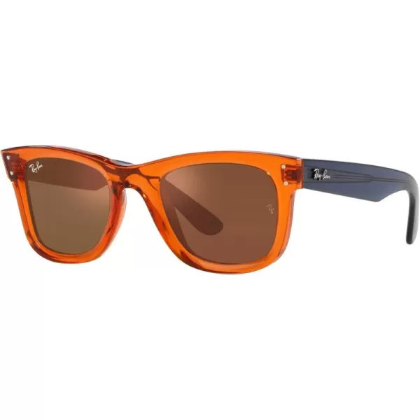 imageRayBan Womens Rbr0502s Wayfarer Reverse Square SunglassesTransparent OrangeDark Grey Mirrored Copper