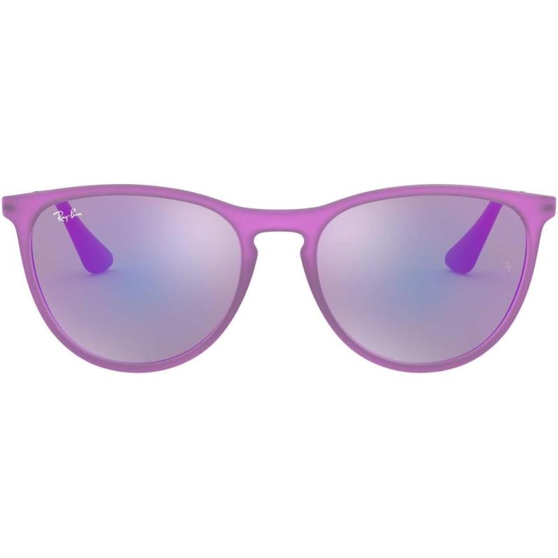 imageRayBan Kids RJ9060S Erika Round SunglassesViolet Fluorescent Transparent RubberGrey Mirrored Violet