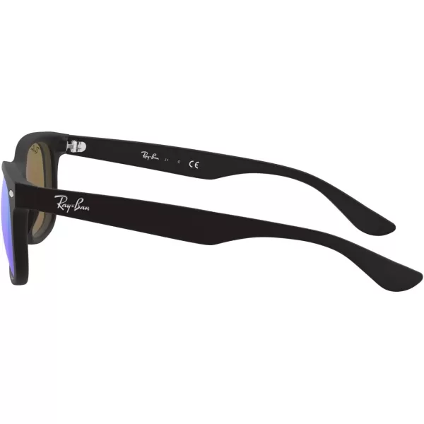 imageRayBan Kids RJ9052SF New Wayfarer Low Bridge Fit Square SunglassesMatte BlackBlue Flash