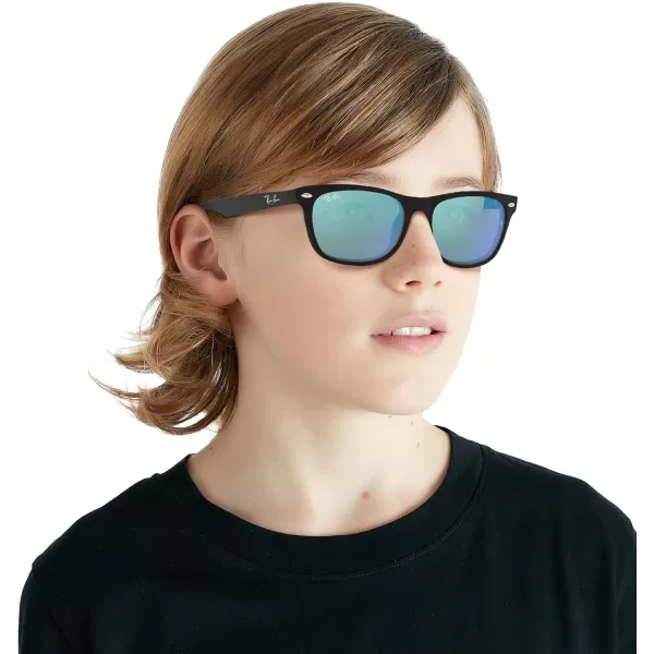 imageRayBan Kids RJ9052SF New Wayfarer Low Bridge Fit Square SunglassesMatte BlackBlue Flash