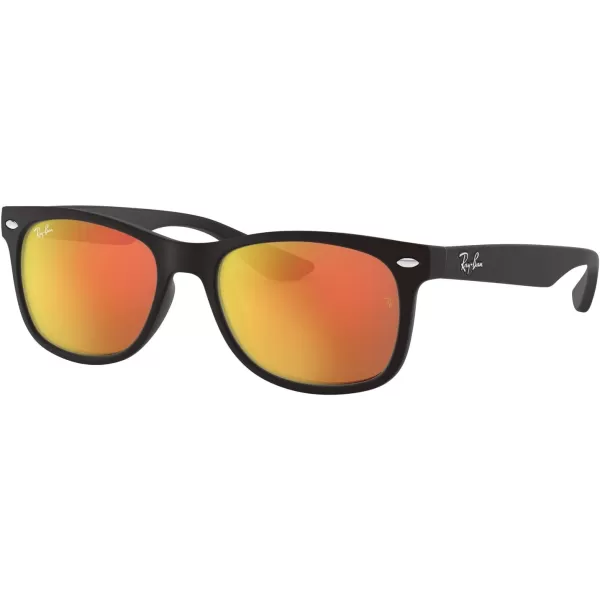 imageRayBan Kids RJ9052SF New Wayfarer Low Bridge Fit Square SunglassesMatte BlackBrown Mirrored Orange