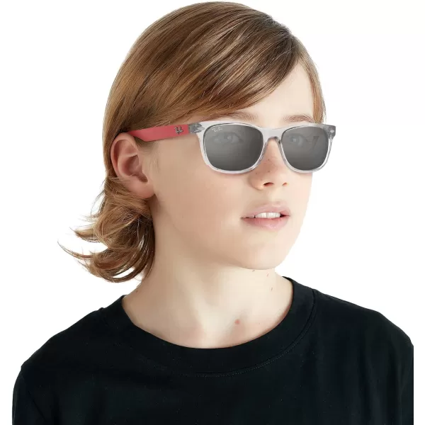 imageRayBan Kids RJ9052SF New Wayfarer Low Bridge Fit Square SunglassesTransparent GreyGrey Mirrored Silver