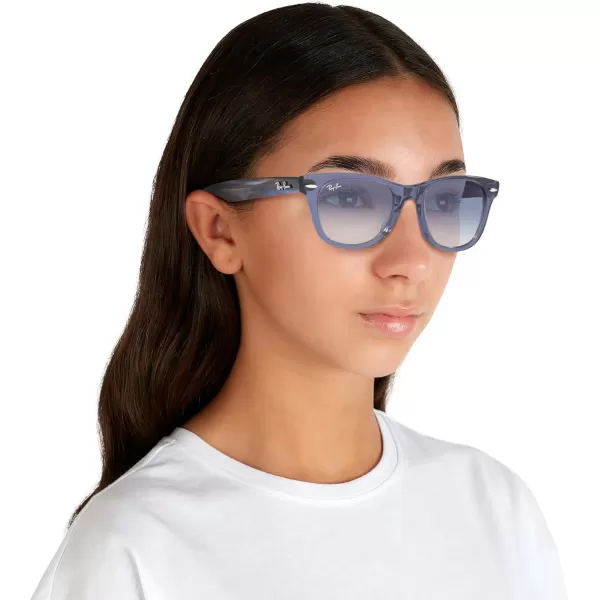 imageRayBan Kids RJ9066S Wayfarer Square SunglassesTransparent BlueClear Light Blue Gradient