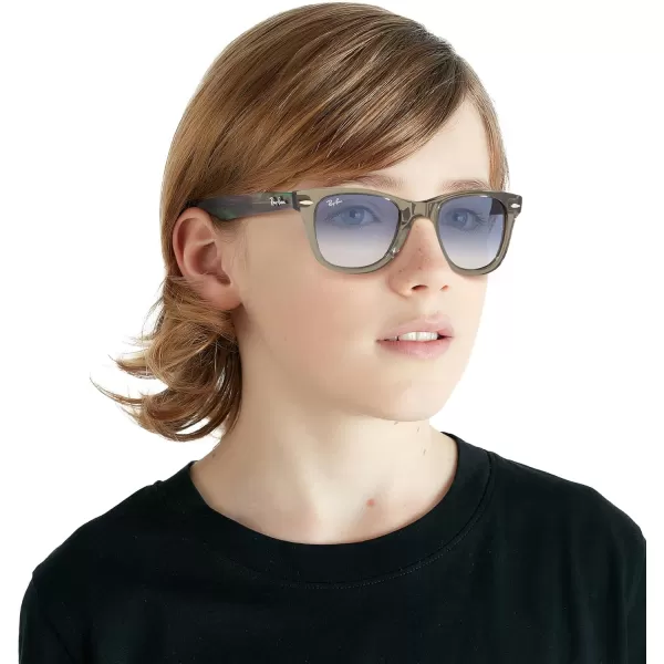 imageRayBan Kids RJ9066S Wayfarer Square SunglassesTransparent GreenClear Light Blue Gradient