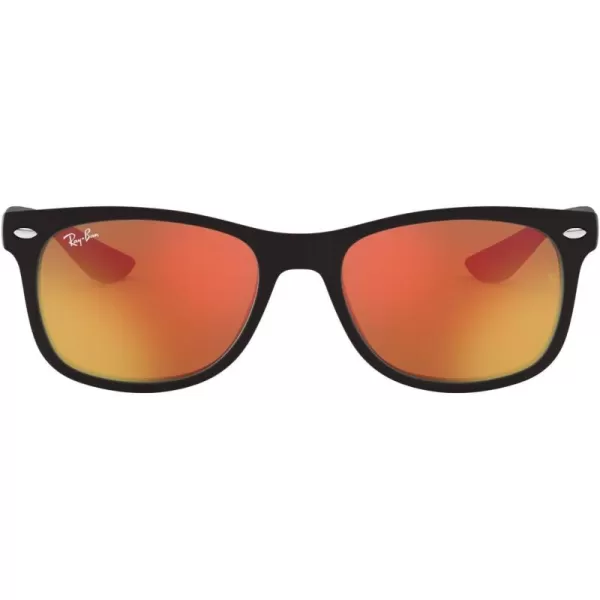 imageRayBan Kids RJ9052SF New Wayfarer Low Bridge Fit Square SunglassesMatte BlackBrown Mirrored Orange