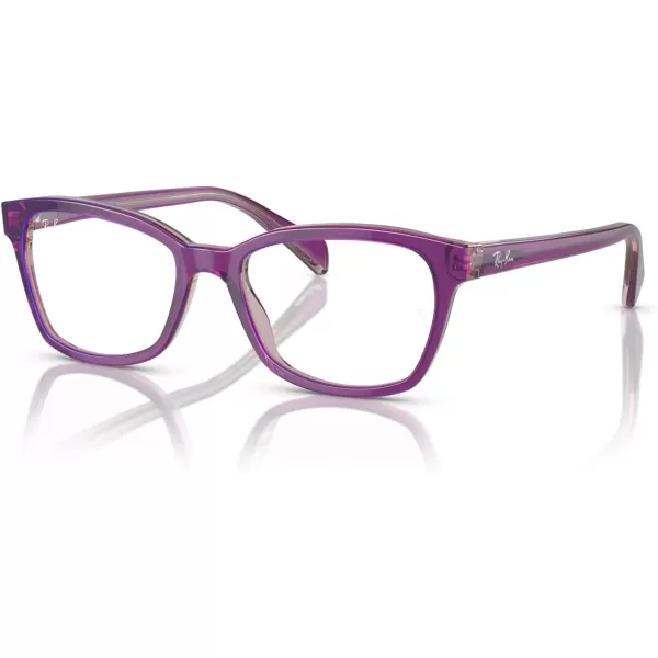 imageRayBan Girls Ry1591 Square Prescription Eyeglass FramesTop PurplePinkBeigeDemo Lens