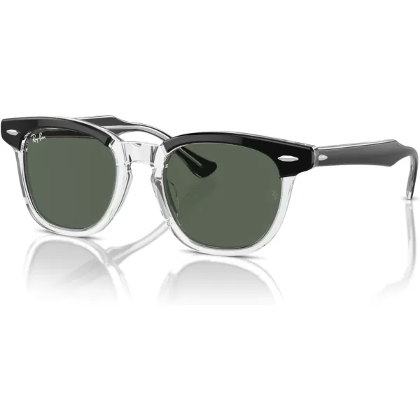 imageRayBan Rj9098s Square SunglassesBlack on TransparentDark Green