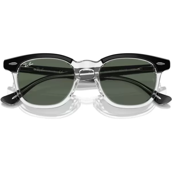 imageRayBan Rj9098s Square SunglassesBlack on TransparentDark Green