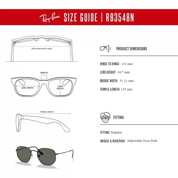 imageRayBan RB3548N Hexagonal Sunglasses For Men For Women  Bundle with Designer iWear KitBlackG15 Green Polarized