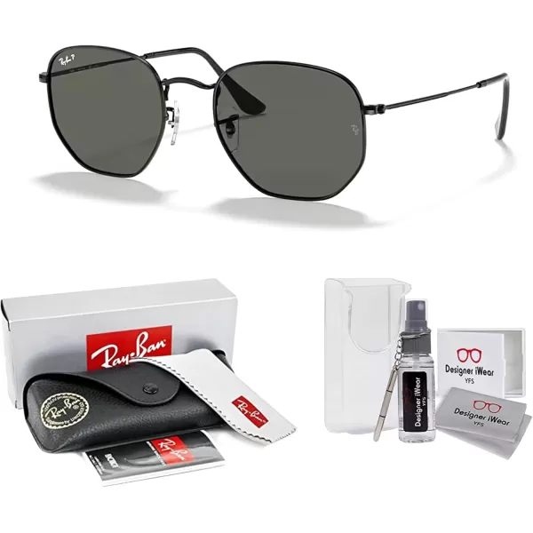 imageRayBan RB3548N Hexagonal Sunglasses For Men For Women  Bundle with Designer iWear KitBlackG15 Green Polarized