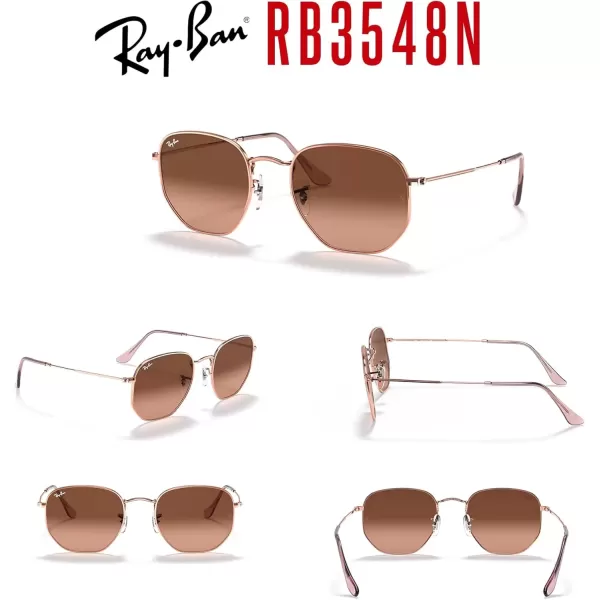 imageRayBan RB3548N Hexagonal Sunglasses For Men For Women  Bundle with Designer iWear KitCopperPink Gradient Brown