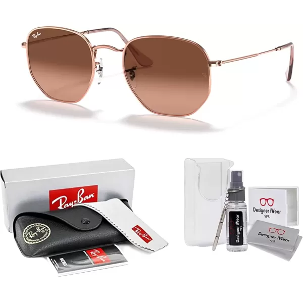 imageRayBan RB3548N Hexagonal Sunglasses For Men For Women  Bundle with Designer iWear KitCopperPink Gradient Brown