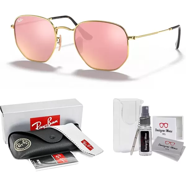 imageRayBan RB3548N Hexagonal Sunglasses For Men For Women  Bundle with Designer iWear KitGold  Copper Mirror Flash