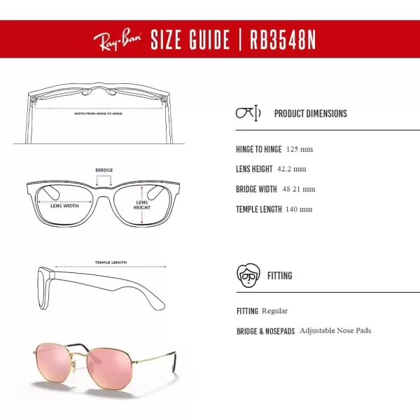 imageRayBan RB3548N Hexagonal Sunglasses For Men For Women  Bundle with Designer iWear KitGold  Copper Mirror Flash