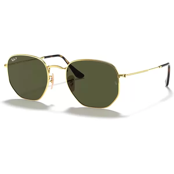 imageRayBan RB3548N Hexagonal Sunglasses For Men For Women  Bundle with Designer iWear KitGold  G15 Green Polarized