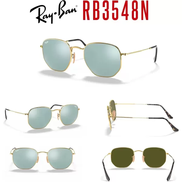 imageRayBan RB3548N Hexagonal Sunglasses For Men For Women  Bundle with Designer iWear KitGoldGrey Flash Mirror