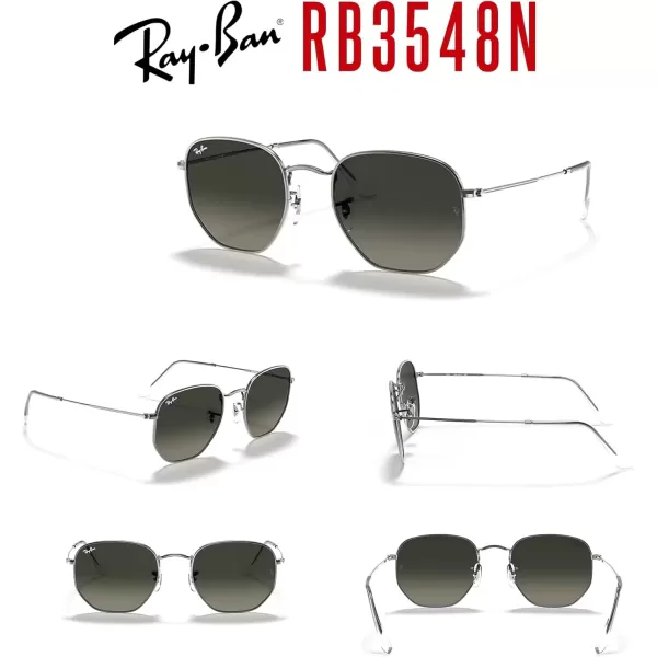 imageRayBan RB3548N Hexagonal Sunglasses For Men For Women  Bundle with Designer iWear KitGunmetalLight Grey Gradient Dark Grey