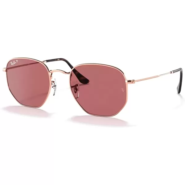 imageRayBan RB3548N Hexagonal Sunglasses For Men For Women  Bundle with Designer iWear KitRose GoldPurple Polarized